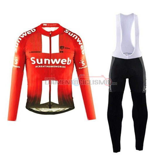 Abbigliamento Ciclismo Sunweb Manica Lunga 2019 Arancione Bianco